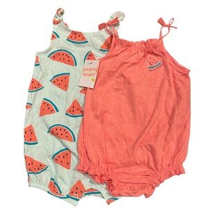 Jumping Beans Watermelon Rompers Set - Coral and Mint 18 months NWT